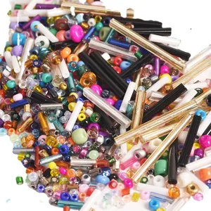 Mixed colorful seed beads and tube beads for DIY jewelry making, crafts, and handmade bracelets.