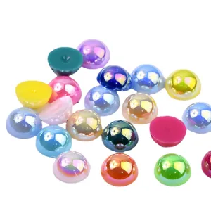 Colorful flatback half round imitation pearls resin cabochons for phone case DIY craft accessories