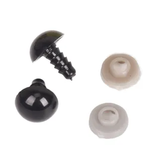 Black plastic safety eyes with washers for plush toys, dolls, and DIY craft making supplies.