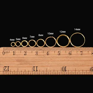 Gold metal jump rings set DIY jewelry making accessories assorted sizes 4mm to 14mm