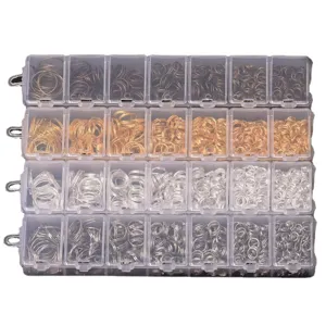 DIY jewelry making supplies jump rings set in organizer box for handmade earrings and bracelets.