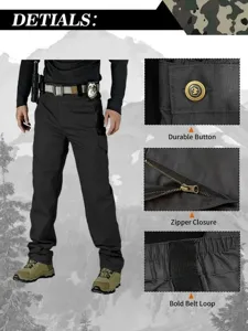 Outdoor tactical cargo pants for men with multi-pockets, durable button and zipper closure.