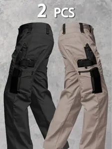 Outdoor tactical cargo pants dual pack detail view, durable multi-pocket design style.
