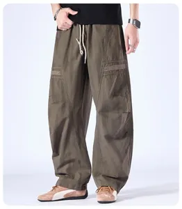 Anthrakiti casual andriko cargo panteloni prasino elastiki mesi trendy streetwear