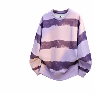 Plus size men tie dye sweatshirt, autumn winter casual loose long sleeve pullover top.