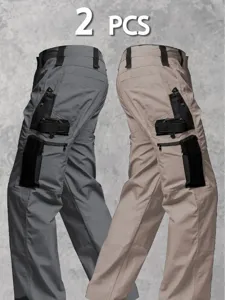 Men's tactical cargo pants, outdoor multi-pocket waterproof straight casual trousers.