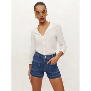 Shorts di jeans elastici da donna casual estivi blu vestito alla moda per tutti i giorni