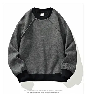 Men's casual crewneck knitted pullover sweatshirt, comfortable long sleeve plus size top.