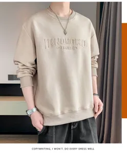 Men's heavyweight crewneck sweatshirt 2025 autumn winter casual long sleeve loose pullover top