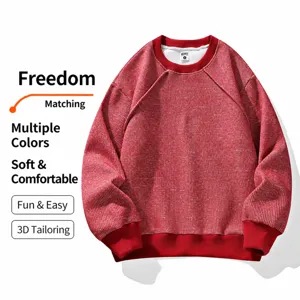 Men's Casual Crew Neck Long Sleeve Pullover Hoodie Solid Color Loose Knit Sweatshirt Plus Size Comfortable Apparel