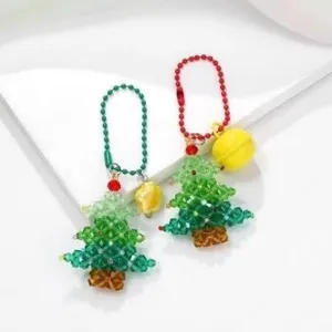 Pendentif de porte-clés d'arbre de Noël en cristal fait main sac auto détail
