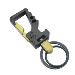 Metal car keychain multi-functional tactical carabiner clip men ring pocket gadget detail view