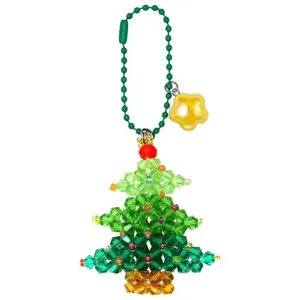 Porte-clés arbre de Noël en cristal fait main, pendentif sac perles décoration auto