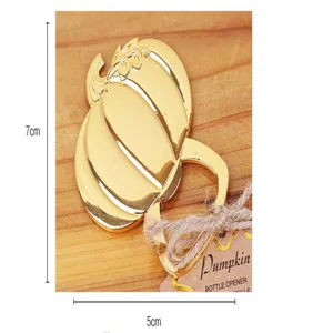Gold Pumpkin Bottle Opener Wedding Favor Metal Pumpkin Beer Bottle Opener Detail View