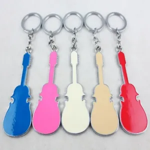 Metal violin shape keychain set colorful cute key ring accessory backpack pendant