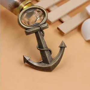 Vintage anchor bottle opener made of durable metal with rustic bronze finish, ideal gift.