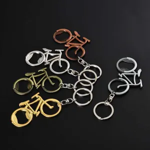 Metal bicycle beer bottle opener detail view, creative keychain barware gift tool set.