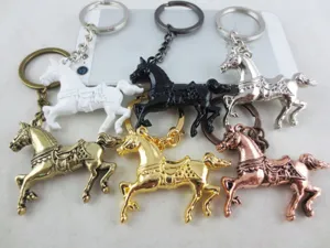 Metal Horse Keychain Set Multi-Color Car Key Ring Bag Pendant Close-up Detail View