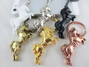 Metal horse keychain zodiac pendant car key ring multi color fashion accessory bag charms