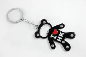 Porte-clés ours en métal strass décapsuleur vue détaillée du design créatif et mignon.