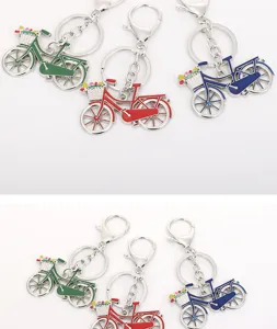 Creative metal bicycle keychain zinc alloy cute bike key ring pendant gift for men and women