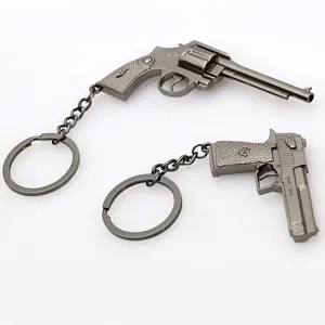 Metal gun keychain mini desert eagle revolver key ring model toy gift car pendant