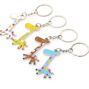 Cute Giraffe Metal Keychain Alloy Animal Key Ring Cartoon Bag Pendant Cute Key Holder Fashion Jewelry Accessories Gift