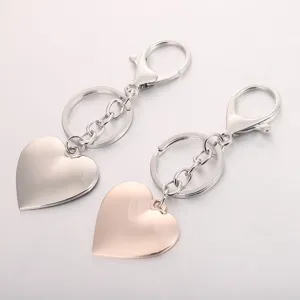 Metal heart keychain couple key ring pendant creative gift for lovers 2pcs set silver rose gold