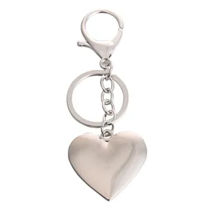 Silver heart shaped metal keychain pendant, cute couple keyring gift for daily use.
