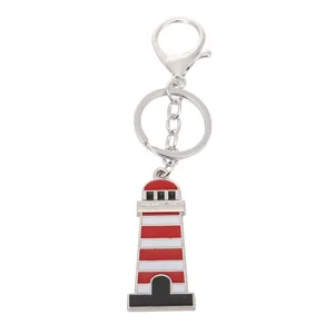 Llavero de faro de metal rayas rojas y blancas anillo para llaves regalo souvenir