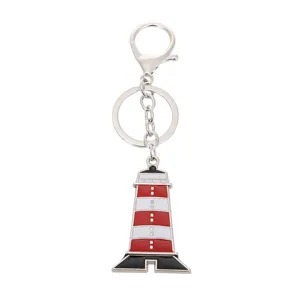 Llavero de faro de metal, llavero de esmalte creativo con mosquetón plateado para llaves