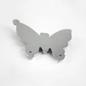 Silver metal butterfly pendant charm for DIY keychain jewelry making craft accessory main view