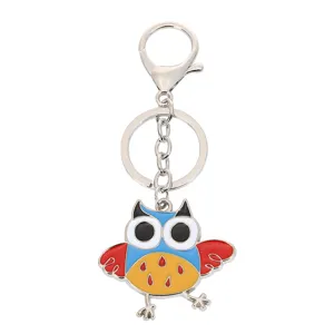 Metal cartoon uil sleutelhanger schattige geëmailleerde dierentas hanger cadeau