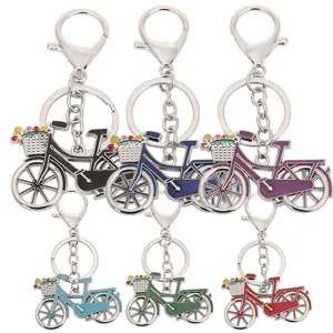Creative zinc alloy bicycle keychain, metal bike key ring pendant for daily gifts.