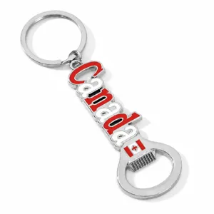 Canada Flag Metal Keychain Bottle Opener Souvenir Key Ring Enamel National Flag Maple Leaf Travel Gift Accessories