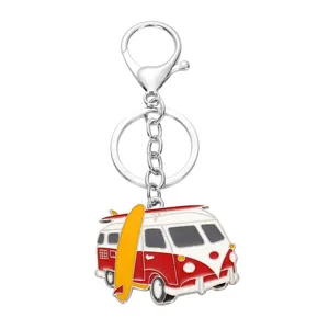 Porte-clés Bus Dessin Animé Métal Créatif Mignon Modèle de Voiture Pendentif