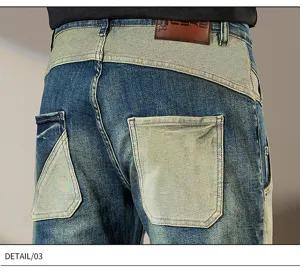 Pantalones vaqueros de mezclilla vintage para hombre slim fit stretch casual bolsillo
