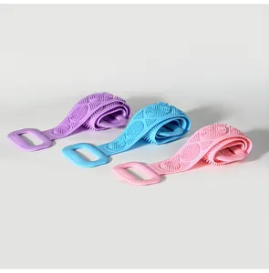 Detailed close-up of colorful silicone bath body scrubbers, highlighting double-sided texture.