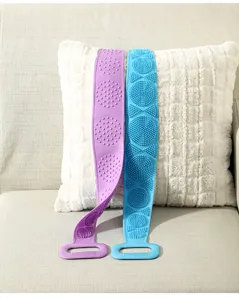 Silicone back scrubber bath towel detail, dual-color design with soft massage points.