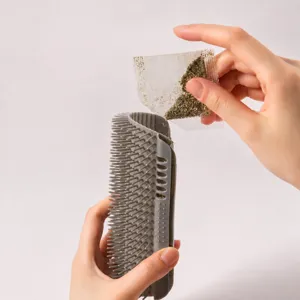 Cat self groomer wall corner pet brush with catnip toy for indoor cats shedding massage tool