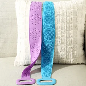 Silicone body scrubber bath strip double-sided massage brush for shower main view.