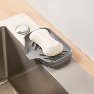 Portasapone in silicone grigio scolo lavandino per bagno e cucina design antiscivolo utile