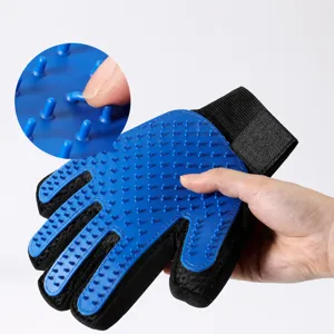 Pet grooming glove for cats and dogs, silicone brush for removing loose pet hair easily.