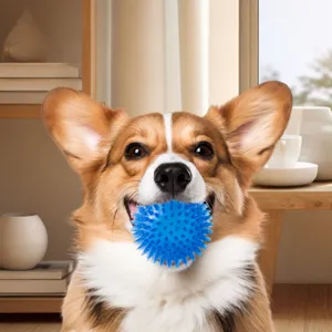 Giocattolo da masticare per cani da compagnia palla con spine per gioco e pulizia dentale.