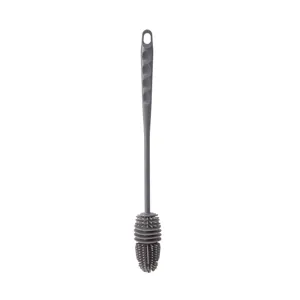 Brosse de nettoyage en silicone grise pour tasses et bouteilles avec long manche cuisine
