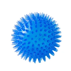 Balle de jouet a macher pour chien bleu piquant, balle de massage couinante pour chiot et ennui.