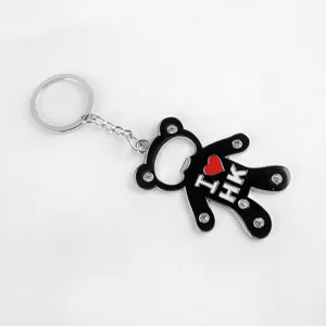 Porte-clés Ours en Métal Strass Ouvre-bouteille Anneau de Clés Souvenir Vue Principale