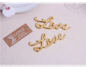 Χρυσό μεταλλικό ανοιχτήρι μπουκαλιών Love δώρο γάμου πάρτι δημιουργική λεπτομέρεια.