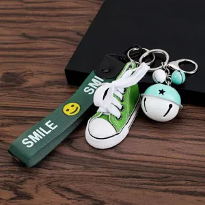 Mini canvas shoe keychain cute bag charm creative sneaker key ring for women car keys