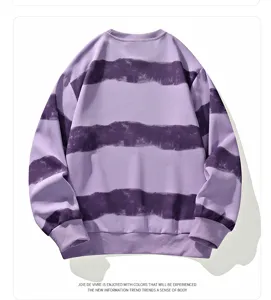 Men's purple striped sweatshirt, casual long sleeve crewneck pullover for autumn winter.